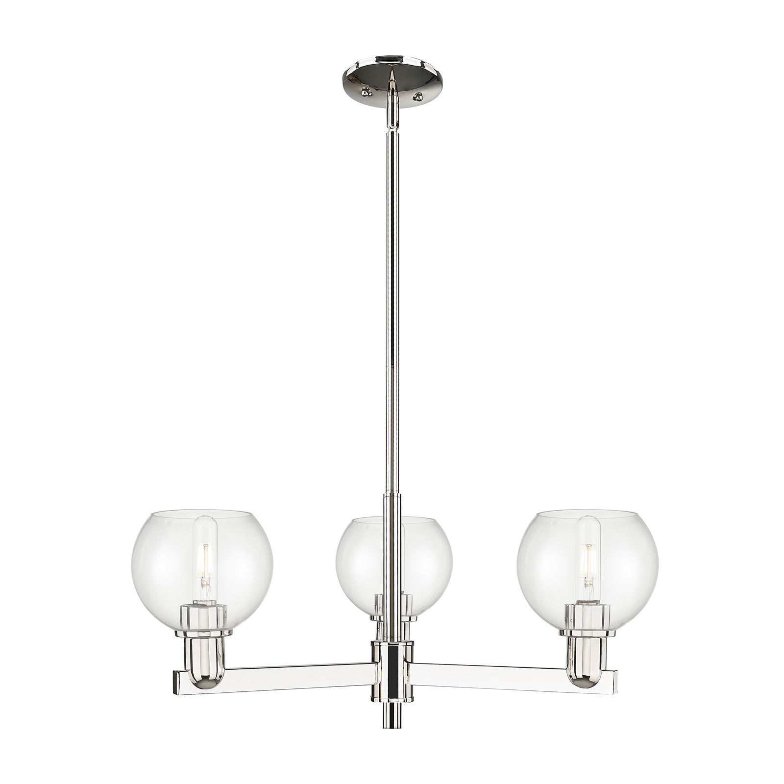 Innovations Athens 28in 3-Light Pendant | Industrial Polished Nickel Steel and Clear Glass | Kitchen Island & Dining Room | Model 716-3CR-PN-G122-6