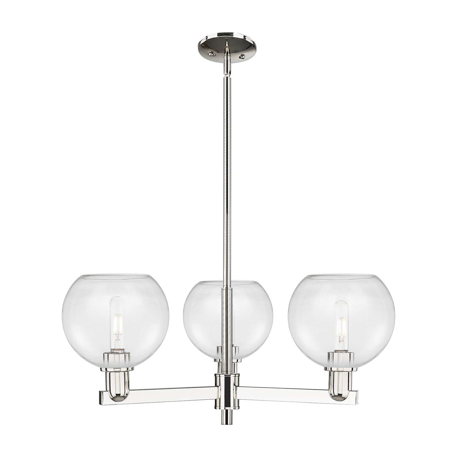 Innovations Athens 30in 3-Light Pendant | Industrial Polished Nickel Steel and Clear Glass | Kitchen Island & Dining Room | Model 716-3CR-PN-G122-8