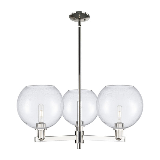 Innovations Athens 32in 3-Light Pendant | Industrial Polished Nickel Steel and Seedy Glass | Kitchen Island & Dining Room | Model 716-3CR-PN-G124-10
