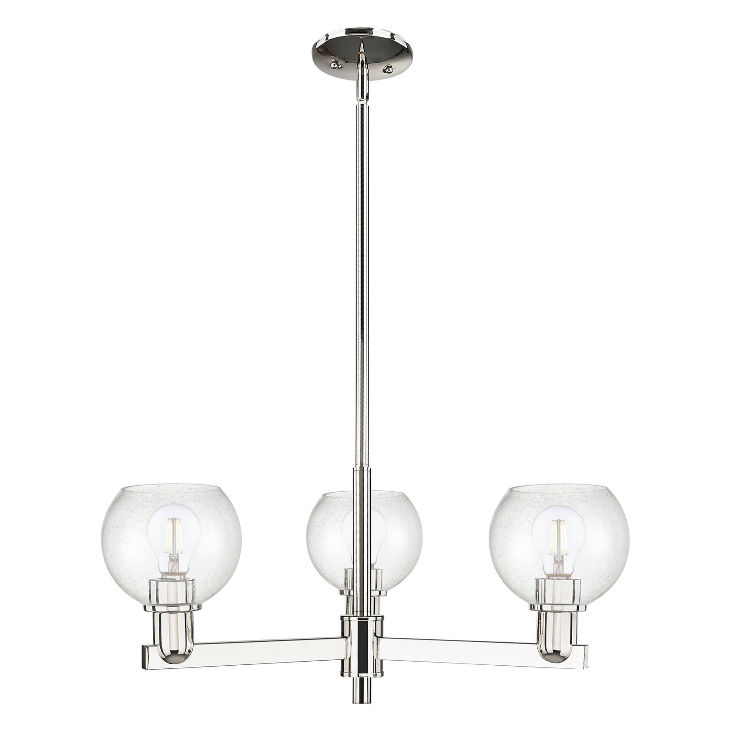 Innovations Athens 28in 3-Light Pendant | Industrial Polished Nickel Steel and Seedy Glass | Kitchen Island & Dining Room | Model 716-3CR-PN-G124-6