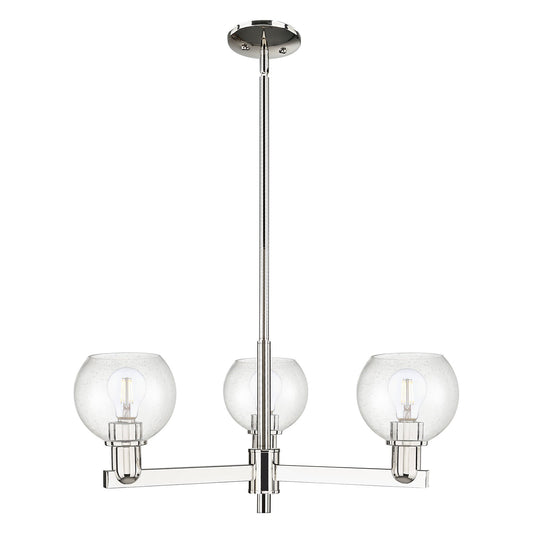 Innovations Athens 28in 3-Light Pendant | Industrial Polished Nickel Steel and Seedy Glass | Kitchen Island & Dining Room | Model 716-3CR-PN-G124-6