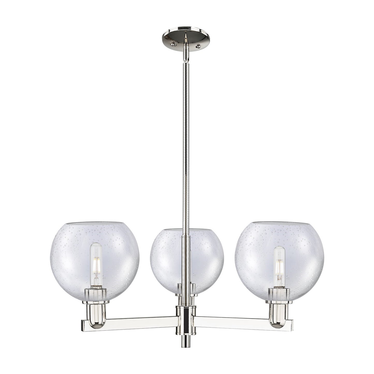 Innovations Athens 30in 3-Light Pendant | Industrial Polished Nickel Steel and Seedy Glass | Kitchen Island & Dining Room | Model 716-3CR-PN-G124-8