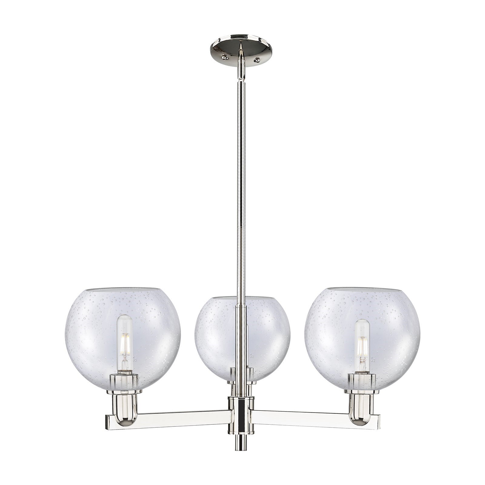 Innovations Athens 30in 3-Light Pendant | Industrial Polished Nickel Steel and Seedy Glass | Kitchen Island & Dining Room | Model 716-3CR-PN-G124-8