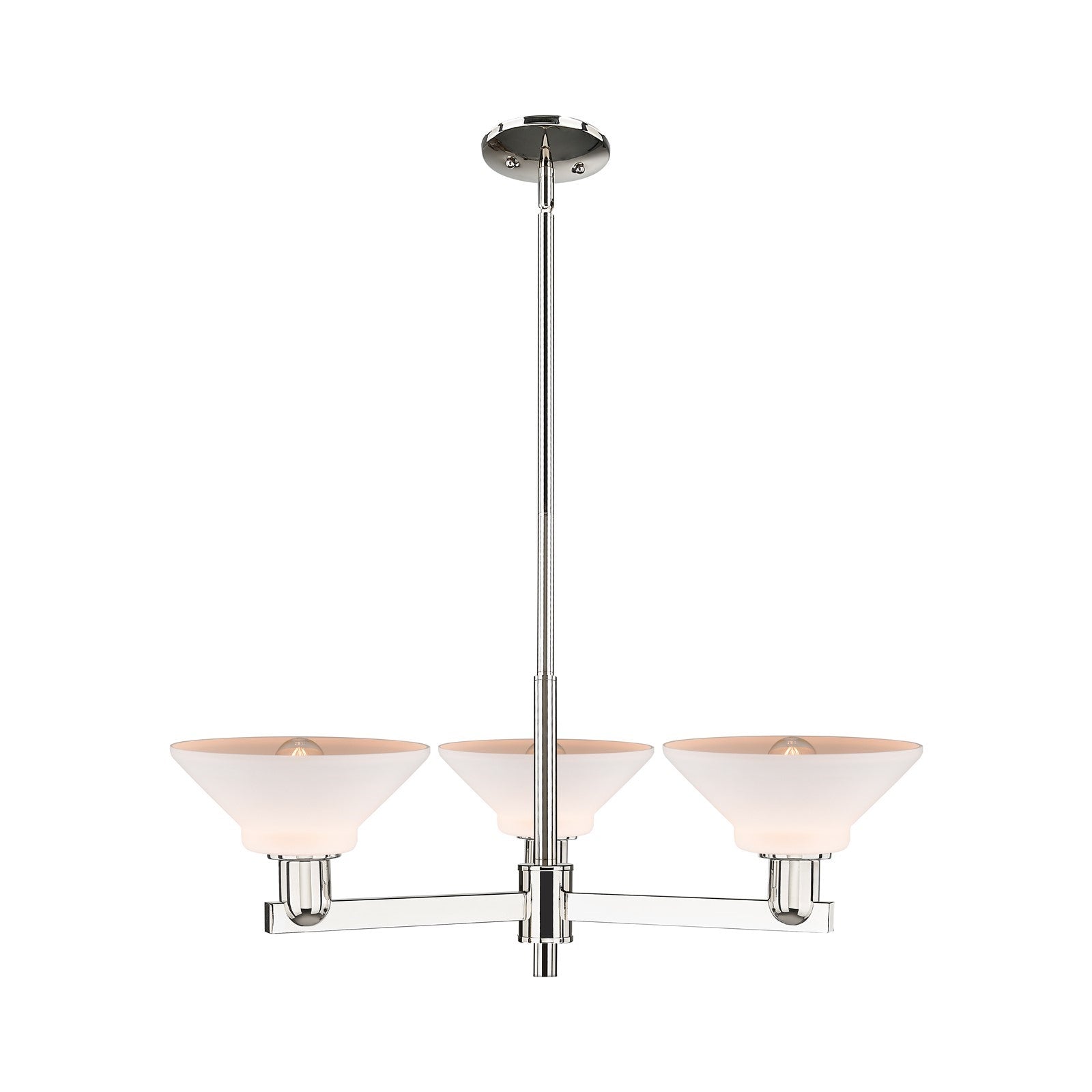 Innovations Orwell 30in 3-Light Pendant | Industrial Polished Nickel Steel and Matte White Glass | Kitchen Island & Dining Room | Model 716-3CR-PN-G131