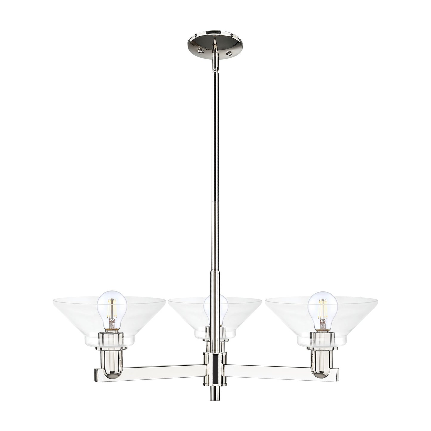 Innovations Orwell 30in 3-Light Pendant | Industrial Polished Nickel Steel and Clear Glass | Kitchen Island & Dining Room | 30.12 | Model 716-3CR-PN-G132