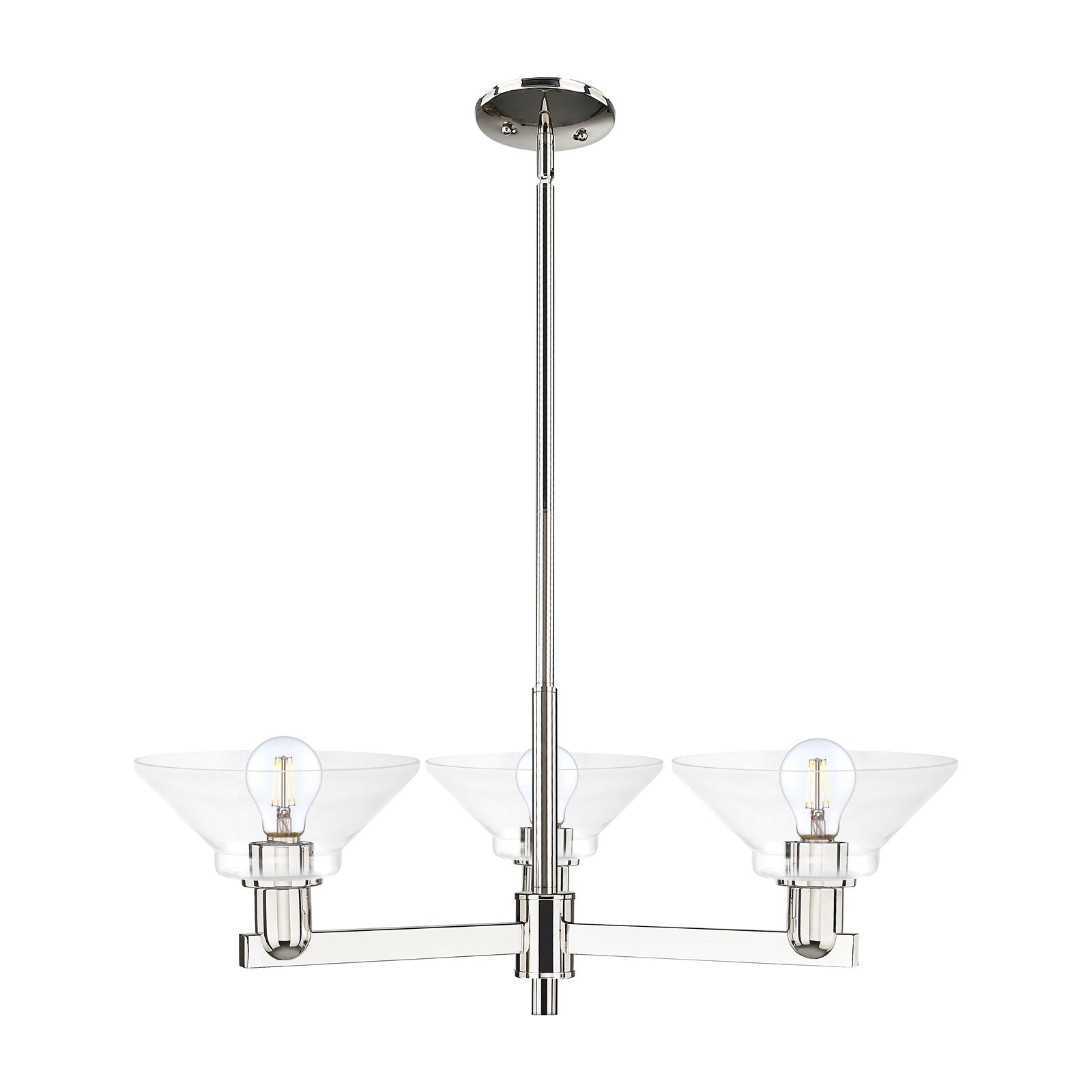 Innovations Orwell 30in 3-Light Pendant | Industrial Polished Nickel Steel and Clear Glass | Kitchen Island & Dining Room | 30.12 | Model 716-3CR-PN-G132