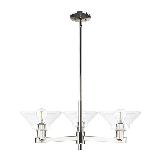 Innovations Orwell 30in 3-Light Pendant | Industrial Polished Nickel Steel and Clear Glass | Kitchen Island & Dining Room | 30.12 | Model 716-3CR-PN-G132