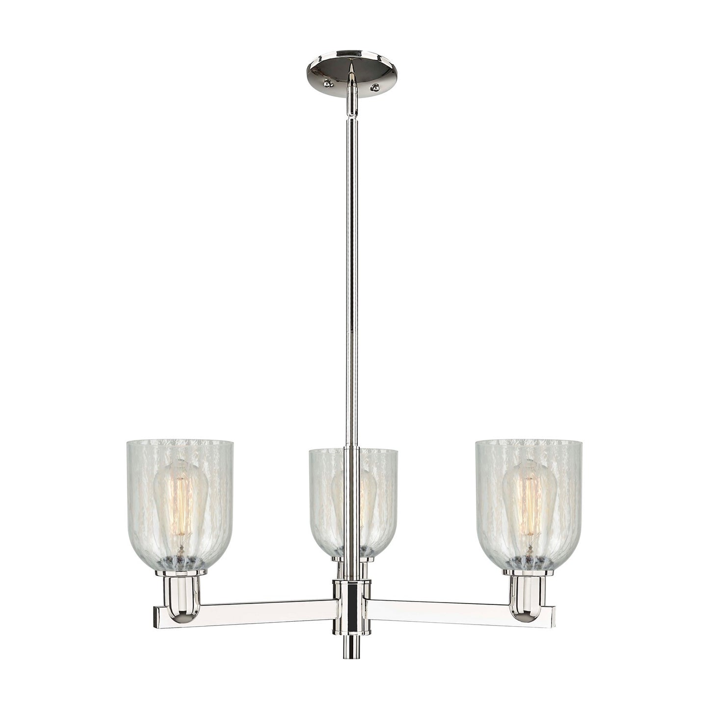 Innovations Caledonia 27in 3-Light Pendant | Industrial Polished Nickel Steel and Mouchette Colorful Glass | Kitchen Island & | Model 716-3CR-PN-G2511
