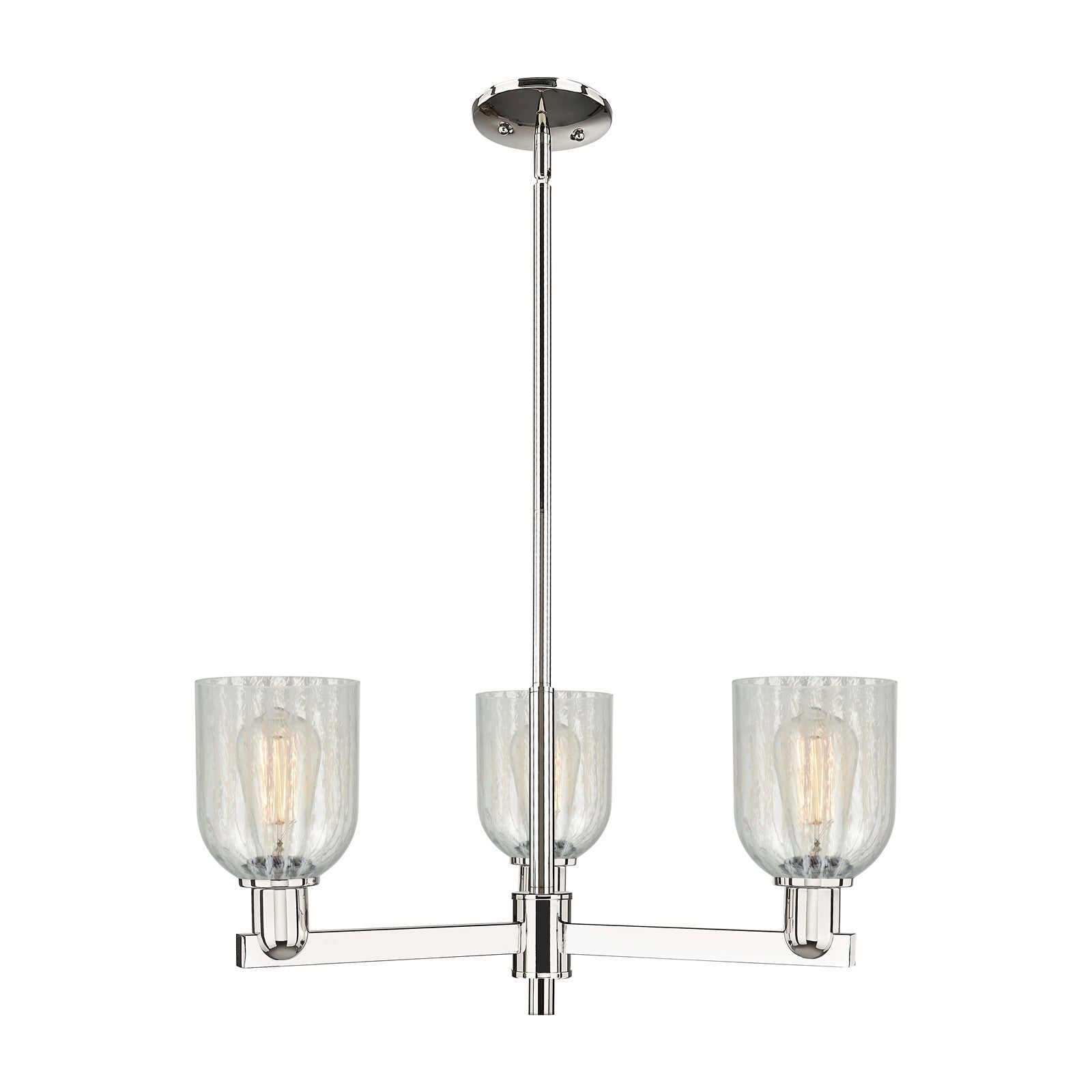 Innovations Caledonia 27in 3-Light Pendant | Industrial Polished Nickel Steel and Mouchette Colorful Glass | Kitchen Island & | Model 716-3CR-PN-G2511