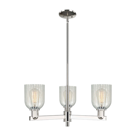 Innovations Caledonia 27in 3-Light Pendant | Industrial Polished Nickel Steel and Mouchette Colorful Glass | Kitchen Island & | Model 716-3CR-PN-G2511