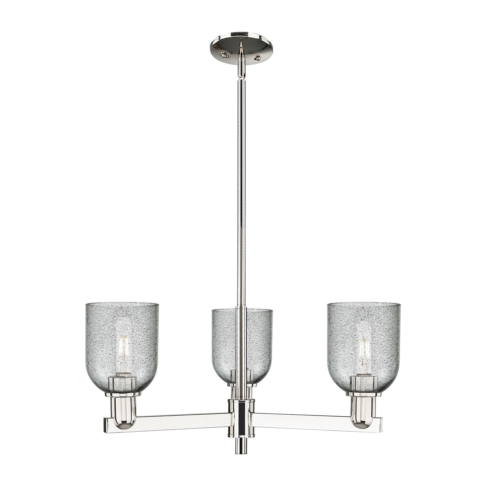 Innovations Caledonia 27in 3-Light Pendant | Industrial Polished Nickel and Charcoal Glass | Kitchen Island & Dining Room | 27 x | Model 716-3CR-PN-G257