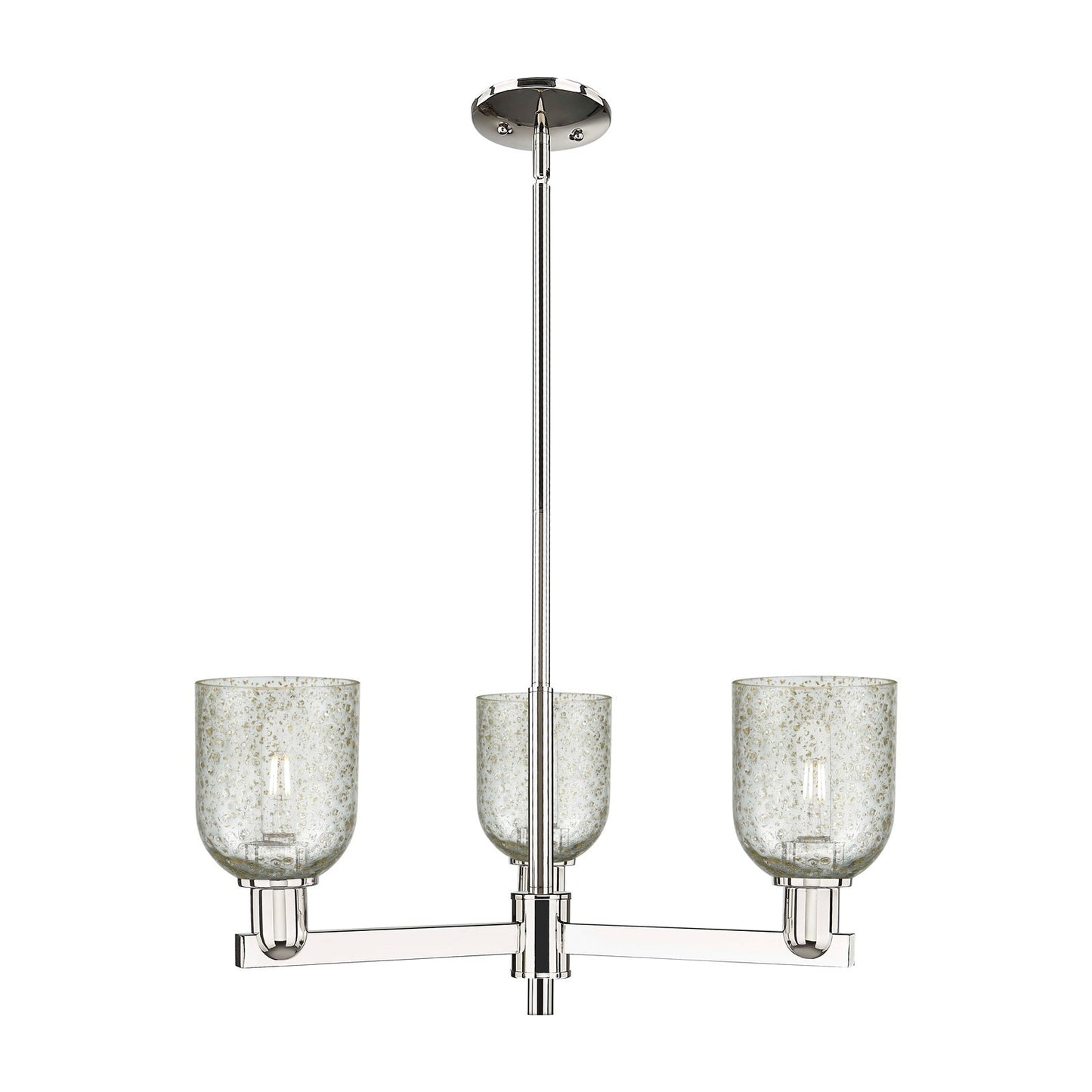 Innovations Caledonia 27in 3-Light Pendant | Industrial Polished Nickel Steel and Mica Glass | Kitchen Island & Dining Room | Model 716-3CR-PN-G259