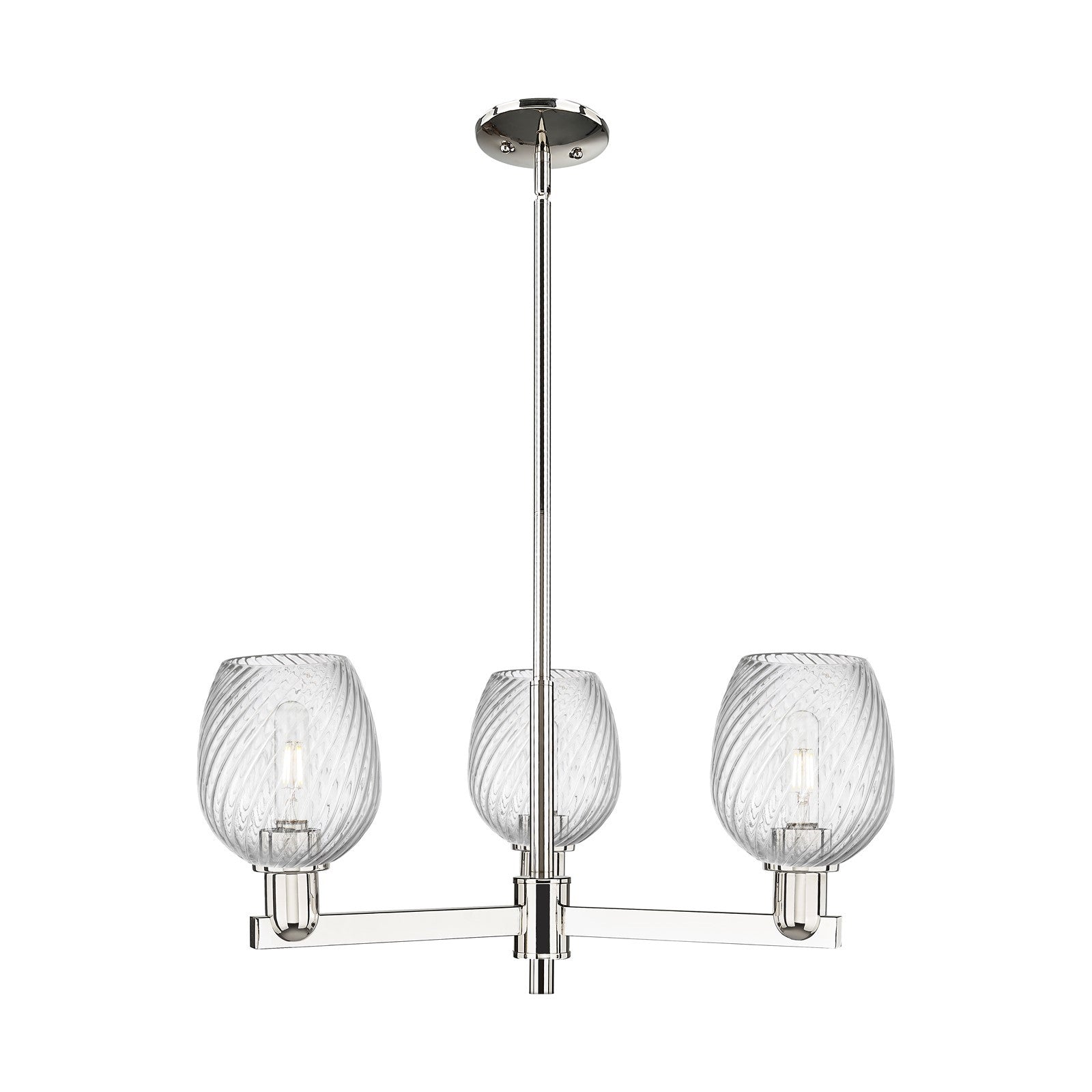 Innovations Salina 28in 3-Light Pendant | Industrial Polished Nickel Steel and Clear Spiral Fluted Glass | Kitchen Island & Dining | Model 716-3CR-PN-G292