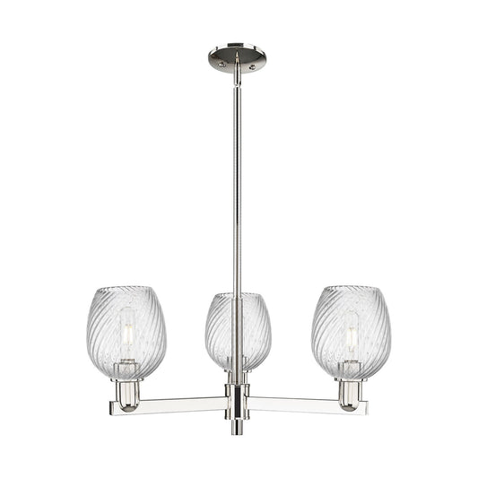 Innovations Salina 28in 3-Light Pendant | Industrial Polished Nickel Steel and Clear Spiral Fluted Glass | Kitchen Island & Dining | Model 716-3CR-PN-G292