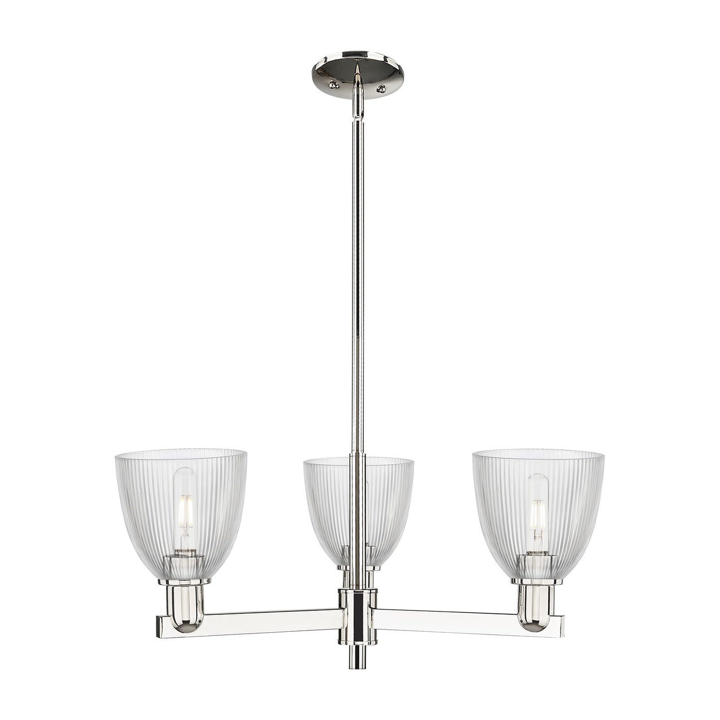 Innovations Castile 28in 3-Light Pendant | Industrial Polished Nickel Steel and Clear Glass | Kitchen Island & Dining Room | 27.75 | Model 716-3CR-PN-G382