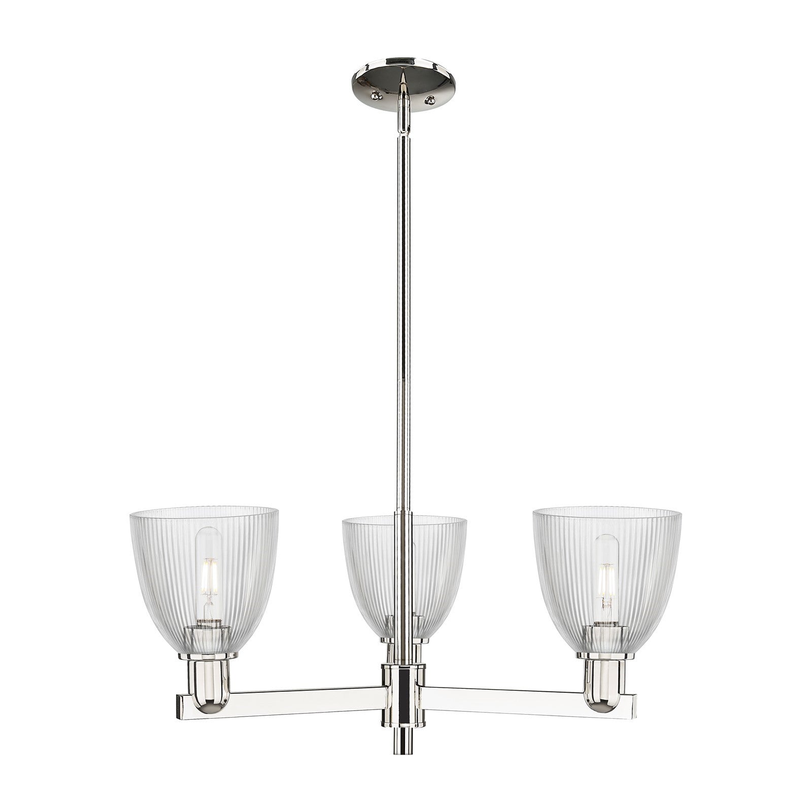 Innovations Castile 28in 3-Light Pendant | Industrial Polished Nickel Steel and Clear Glass | Kitchen Island & Dining Room | 27.75 | Model 716-3CR-PN-G382