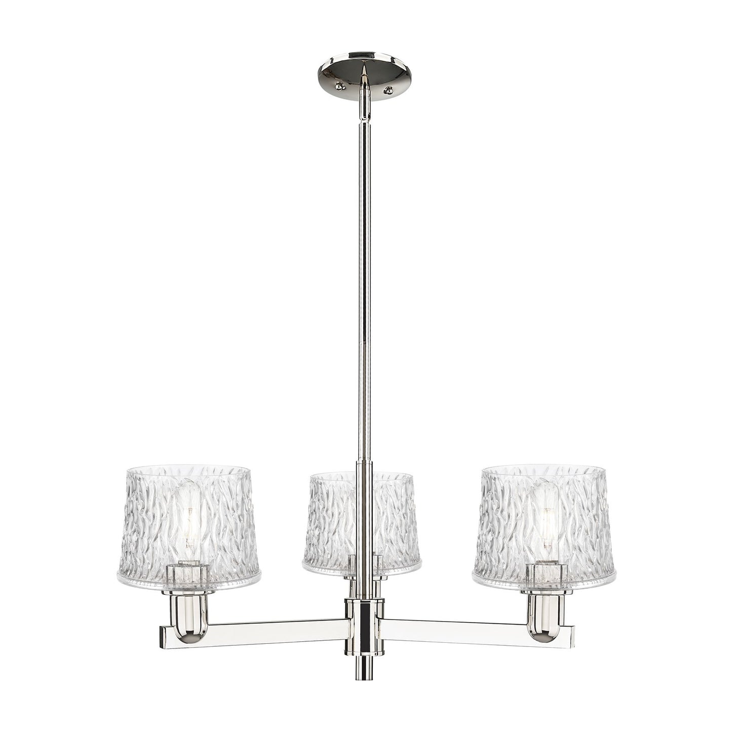 Innovations Niagara 28in 3-Light Pendant | Industrial Polished Nickel and Clear Textured Glass | Kitchen Island & Dining Room | Model 716-3CR-PN-G402