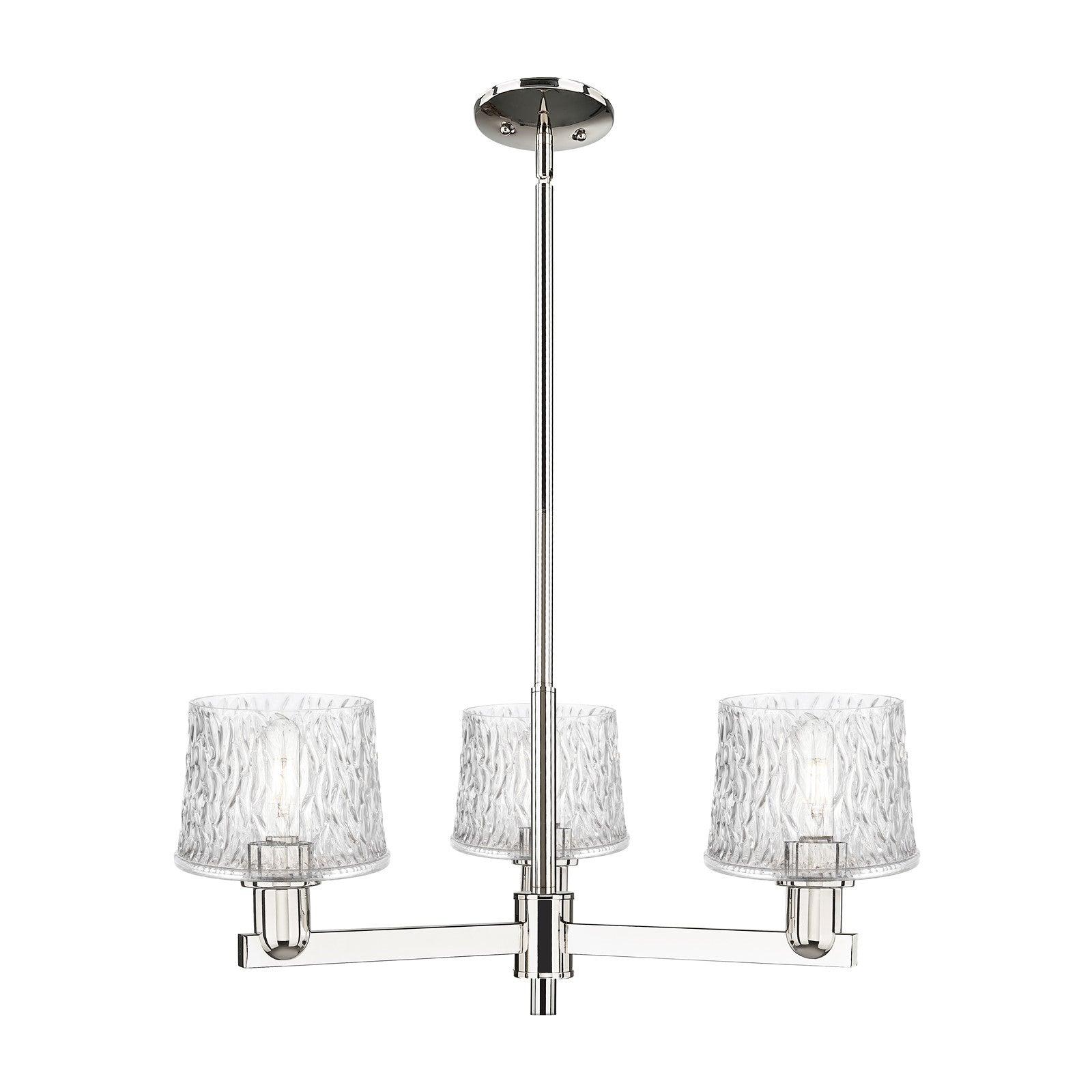 Innovations Niagara 28in 3-Light Pendant | Industrial Polished Nickel and Clear Textured Glass | Kitchen Island & Dining Room | Model 716-3CR-PN-G402