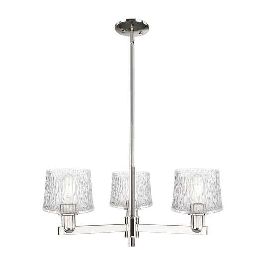 Innovations Niagara 28in 3-Light Pendant | Industrial Polished Nickel and Clear Textured Glass | Kitchen Island & Dining Room | Model 716-3CR-PN-G402