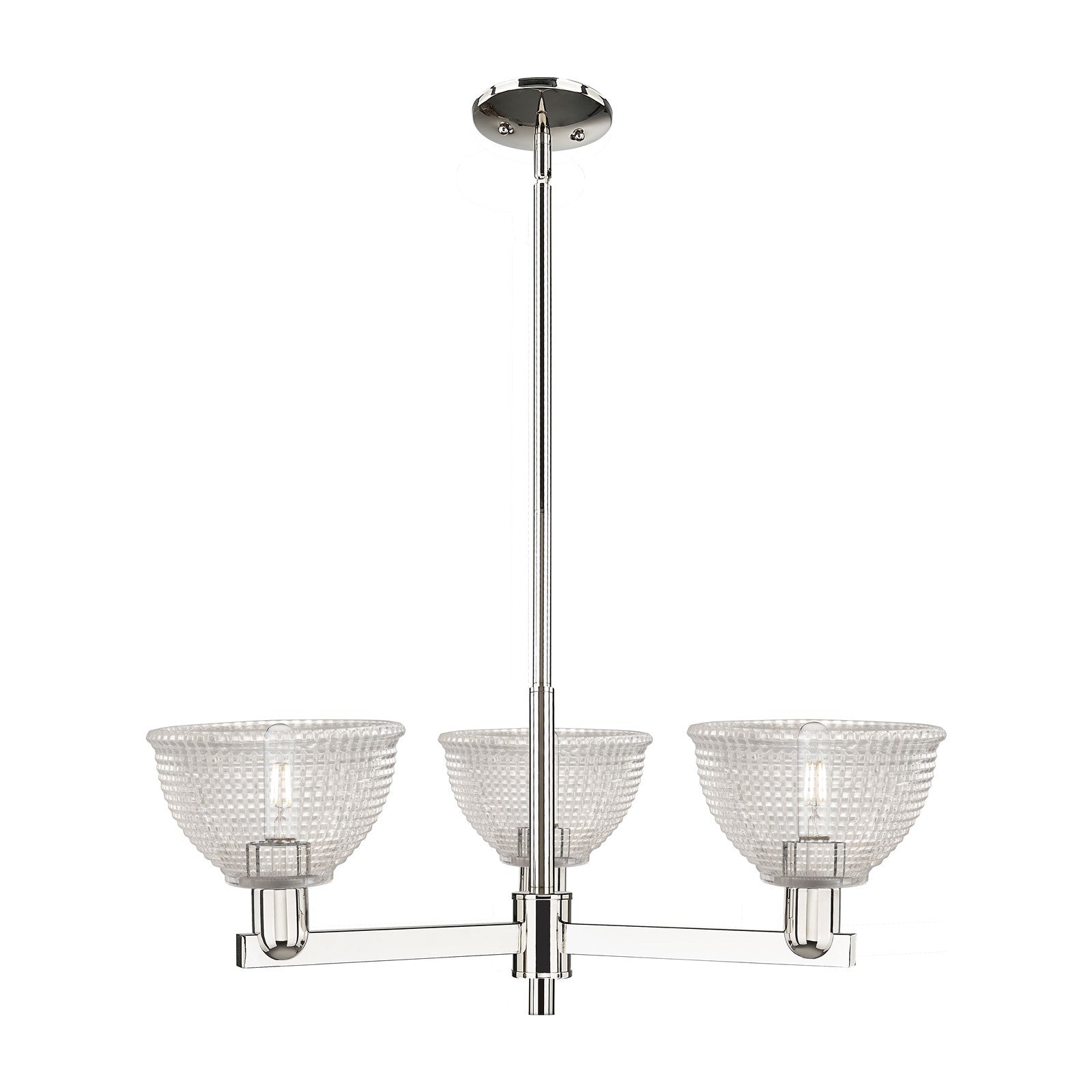Innovations Arietta 30in 3-Light Pendant | Industrial Polished Nickel Steel and Clear Glass | Kitchen Island & Dining Room | Damp | Model 716-3CR-PN-G422