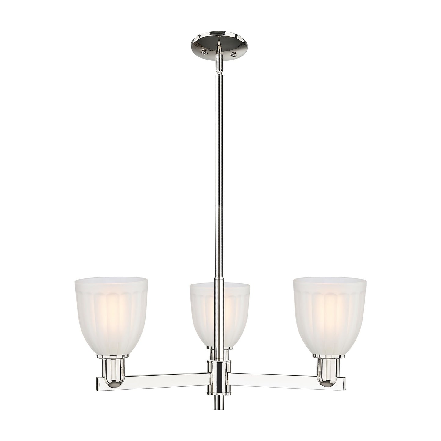 Innovations Brookfield 28in 3-Light Pendant | Industrial Polished Nickel Steel and White Frosted Ribbed Glass | Kitchen Island & | Model 716-3CR-PN-G441