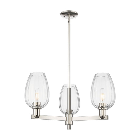 Innovations Preston 3Lt 18" Flute Stem Chandelier, PN/CL - 716-3CR-PN-G457-6CL