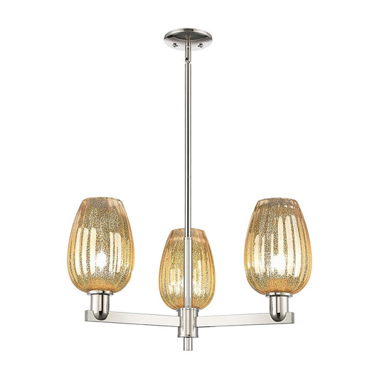 Innovations Preston 3Lt 18" Flute Stem Chandelier, PN/MC - 716-3CR-PN-G457-6ME