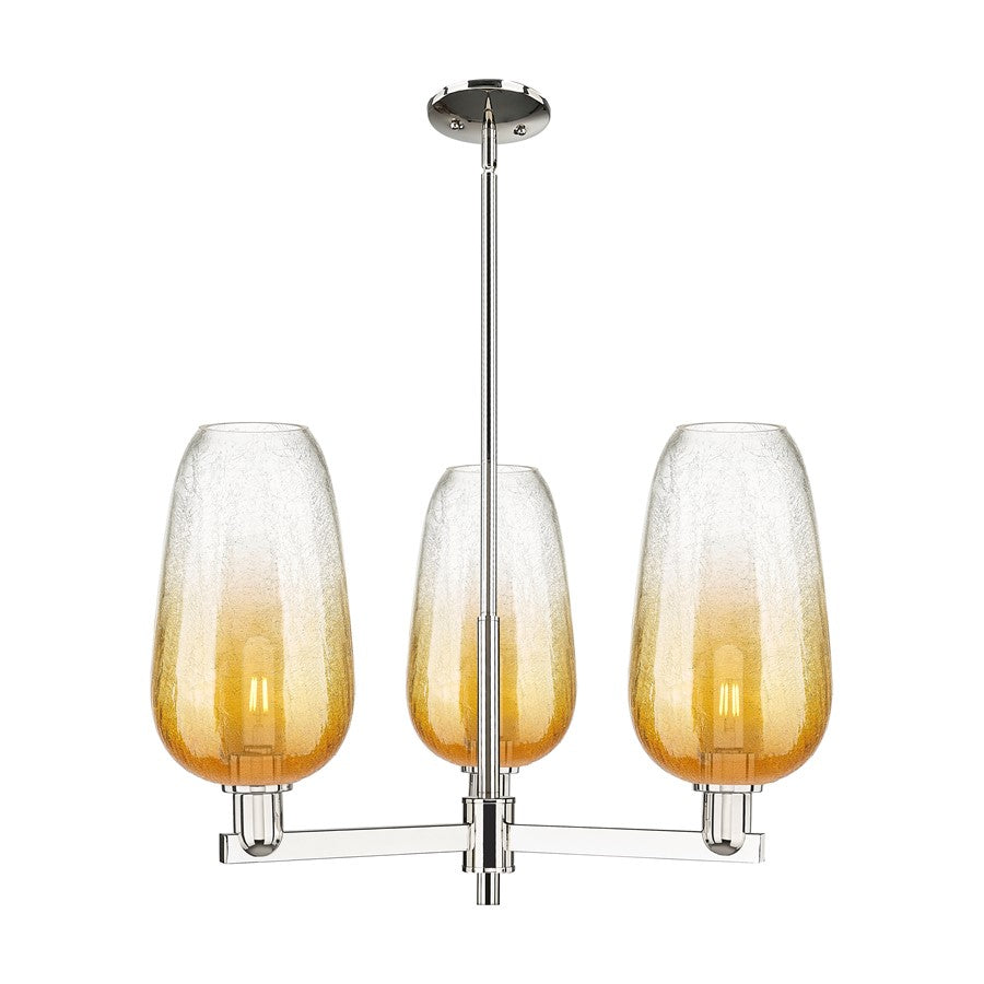 Innovations BH Flute 3Lt 18" Stem Chandelier, PN/AM - 716-3CR-PN-G484-7AM