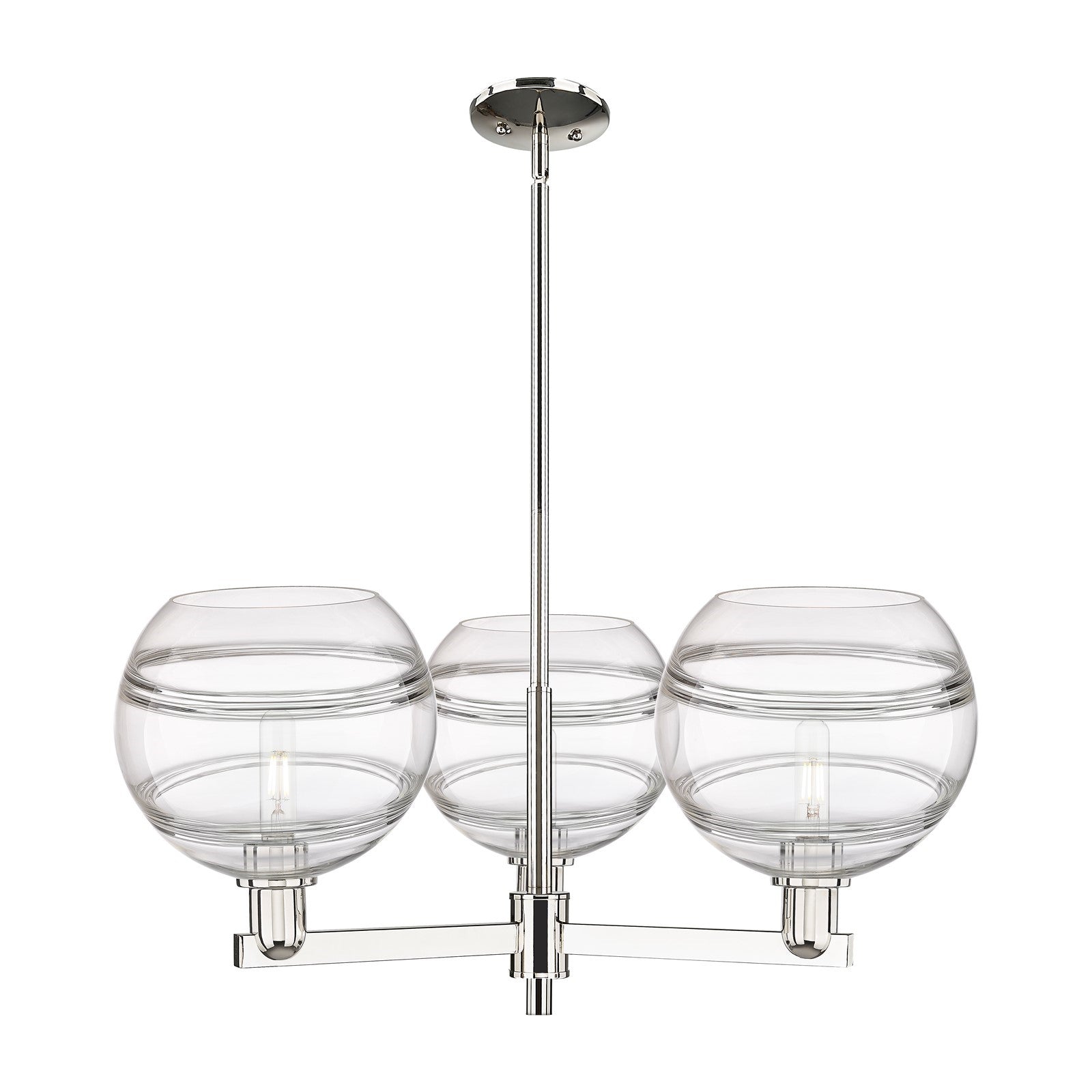 Innovations Rochester 32in 3-Light Pendant | Industrial Polished Nickel Steel and Clear Glass | Kitchen Island & Dining Room | Model 716-3CR-PN-G556-10CL