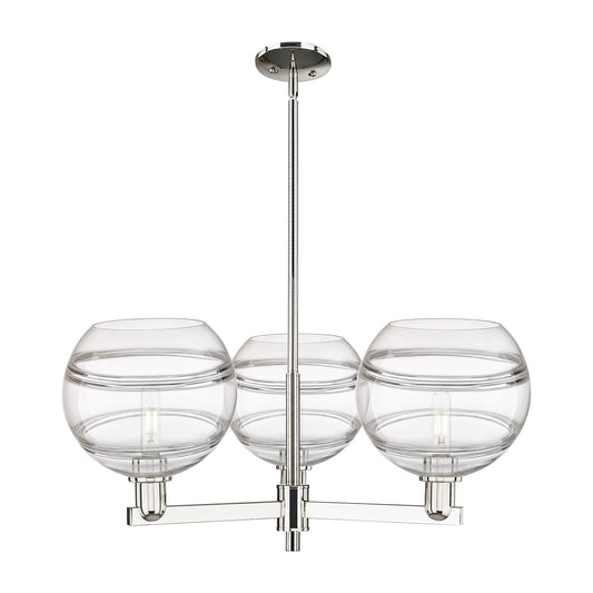 Innovations Rochester 32in 3-Light Pendant | Industrial Polished Nickel Steel and Clear Glass | Kitchen Island & Dining Room | Model 716-3CR-PN-G556-10CL