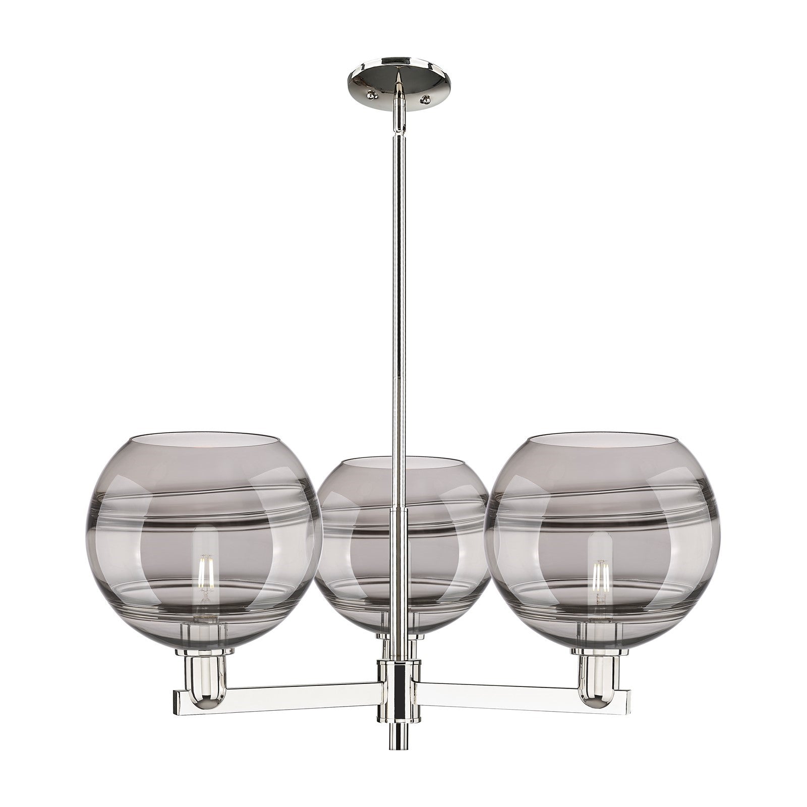 Innovations Rochester 32in 3-Light Pendant | Industrial Polished Nickel and Light Smoke Glass | Kitchen Island & Dining Room | Model 716-3CR-PN-G556-10SM