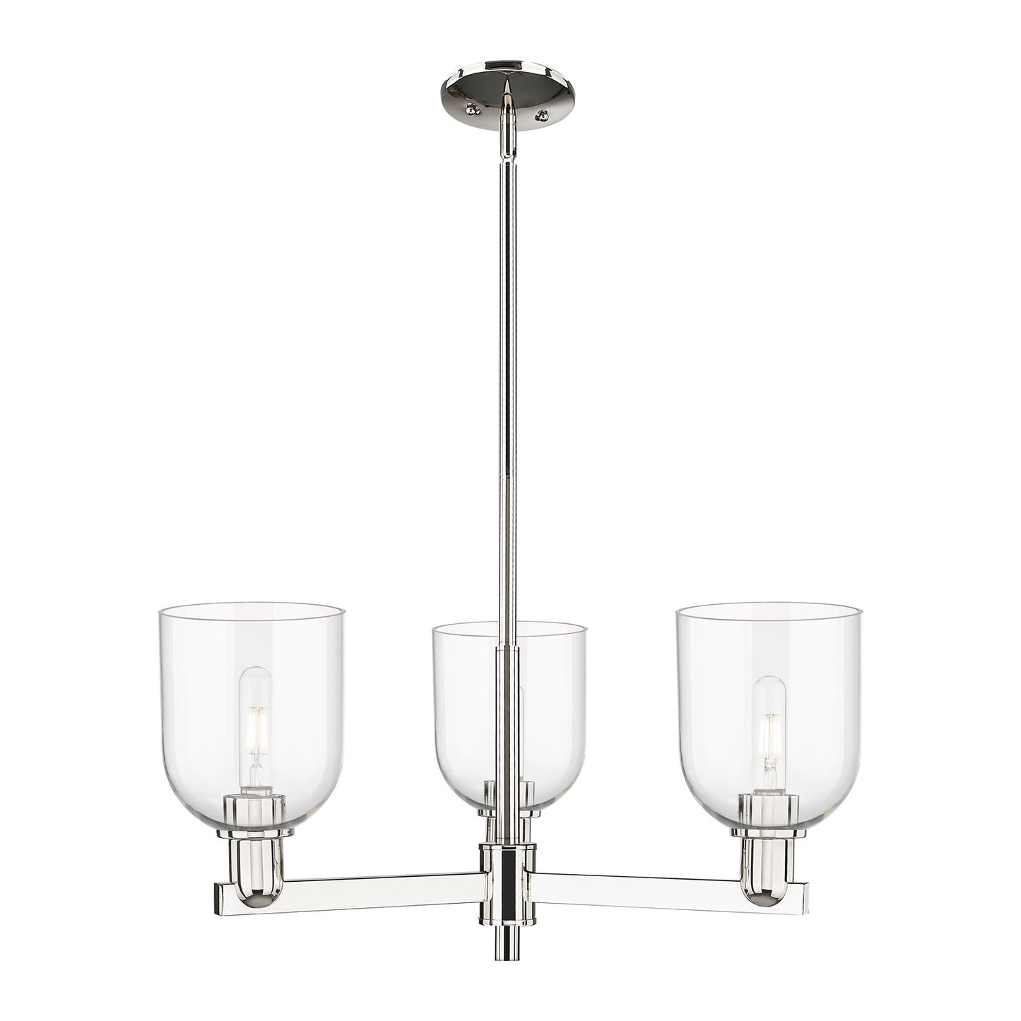 Innovations Bella 27in 3-Light Pendant | Industrial Polished Nickel Steel and Clear Glass | Kitchen Island & Dining Room | Model 716-3CR-PN-G558-6CL