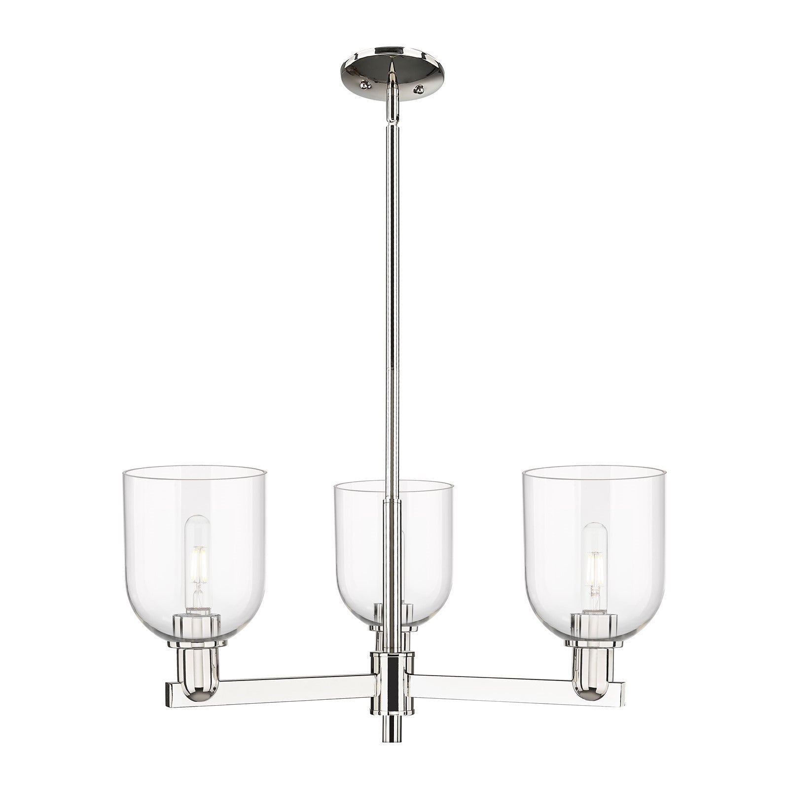 Innovations Bella 27in 3-Light Pendant | Industrial Polished Nickel Steel and Clear Glass | Kitchen Island & Dining Room | Model 716-3CR-PN-G558-6CL