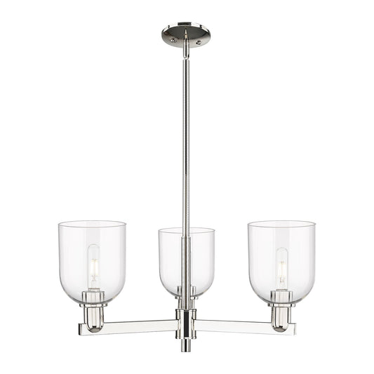 Innovations Bella 27in 3-Light Pendant | Industrial Polished Nickel Steel and Clear Glass | Kitchen Island & Dining Room | Model 716-3CR-PN-G558-6CL
