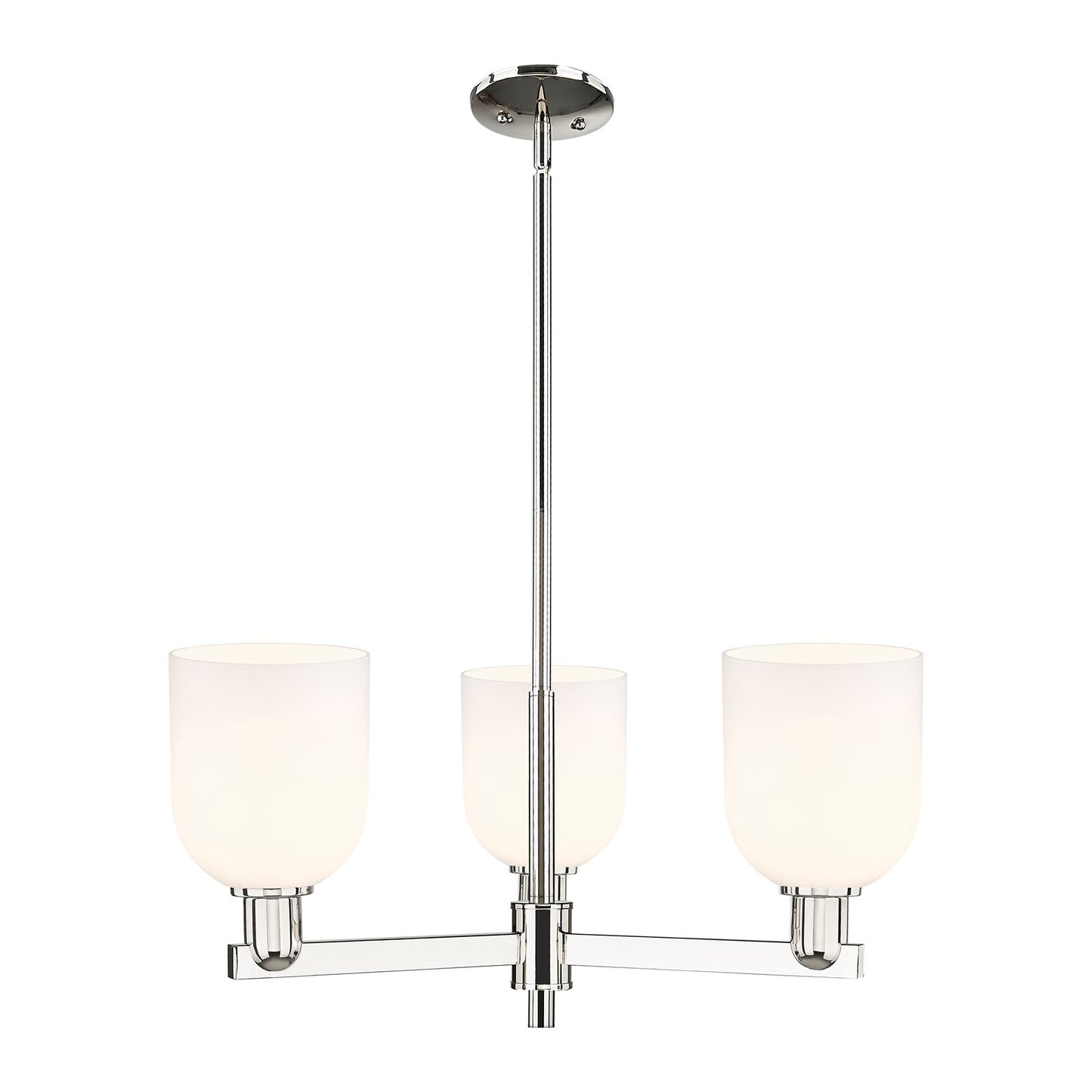 Innovations Bella 27in 3-Light Pendant | Industrial Polished Nickel and White Glass | Kitchen Island & Dining Room | 27.25 x | Model 716-3CR-PN-G558-6GWH