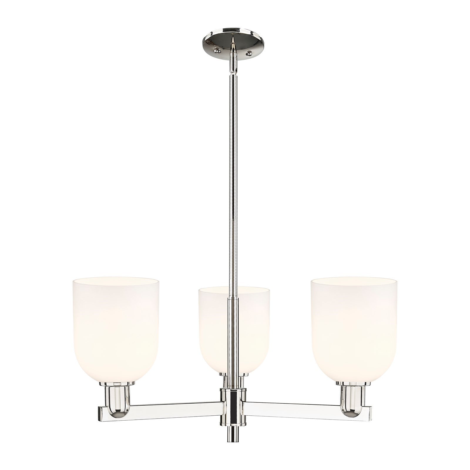 Innovations Bella 27in 3-Light Pendant | Industrial Polished Nickel and White Glass | Kitchen Island & Dining Room | 27.25 x | Model 716-3CR-PN-G558-6GWH