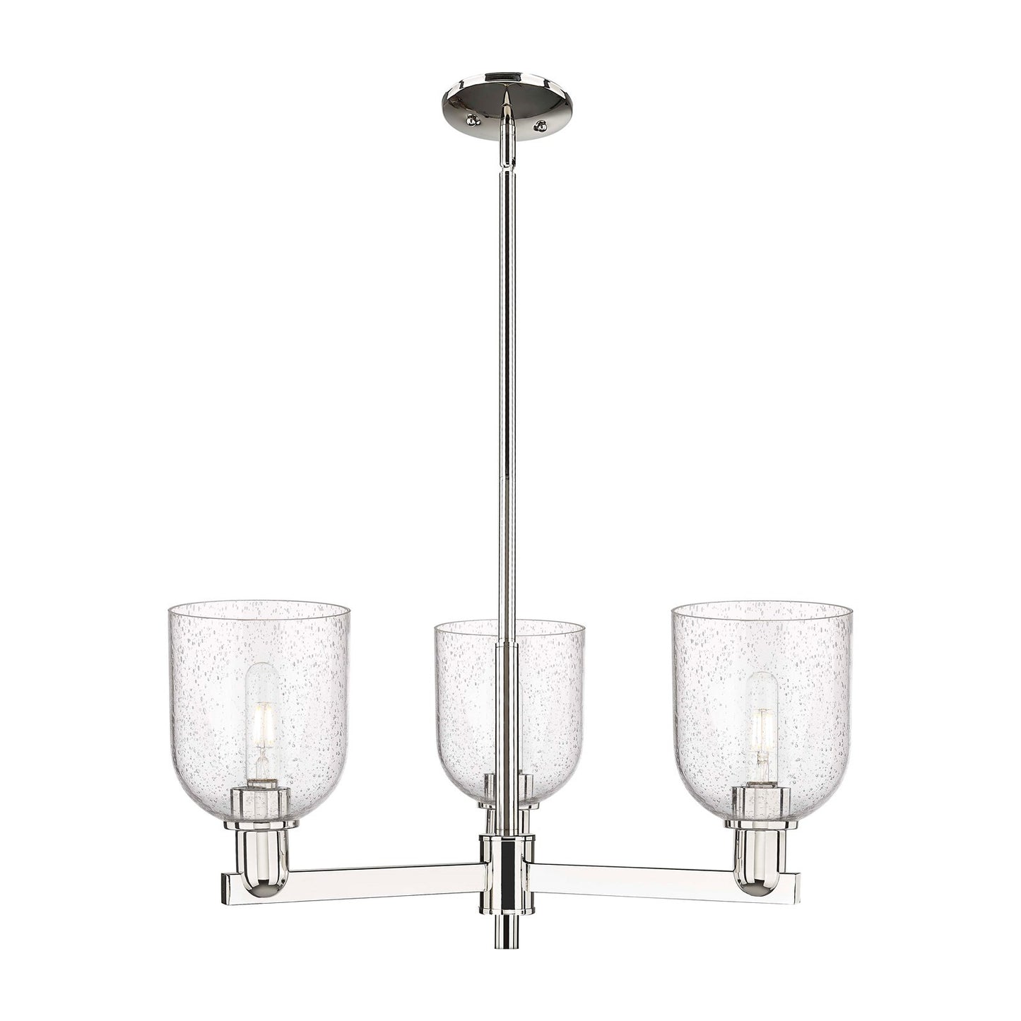 Innovations Bella 27in 3-Light Pendant | Industrial Polished Nickel Steel and Seedy Glass | Kitchen Island & Dining Room | Model 716-3CR-PN-G558-6SDY