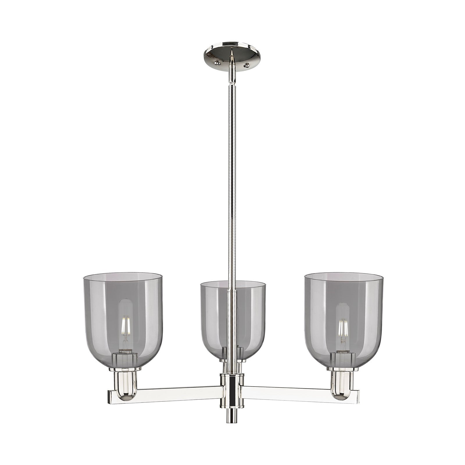 Innovations Bella 27in 3-Light Pendant | Industrial Polished Nickel and Light Smoke Glass | Kitchen Island & Dining Room | Model 716-3CR-PN-G558-6SM