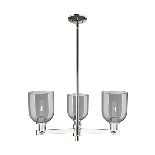 Innovations Bella 27in 3-Light Pendant | Industrial Polished Nickel and Light Smoke Glass | Kitchen Island & Dining Room | Model 716-3CR-PN-G558-6SM