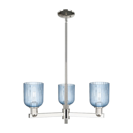 Innovations Bridal Veil 3Lt 18" Chandelier, PN/Blue - 716-3CR-PN-G559-5BL