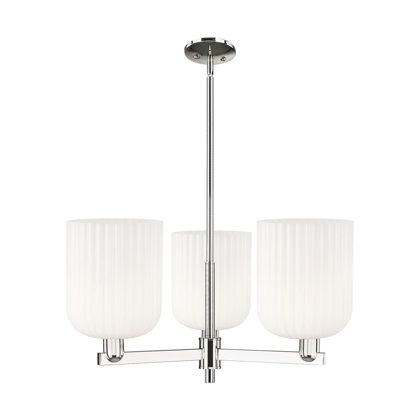 Innovations Bridal Veil 30in 3-Light Pendant | Industrial Polished Nickel and Gloss White Ribbed Glass | Kitchen Island & | Model 716-3CR-PN-G559-8GWH