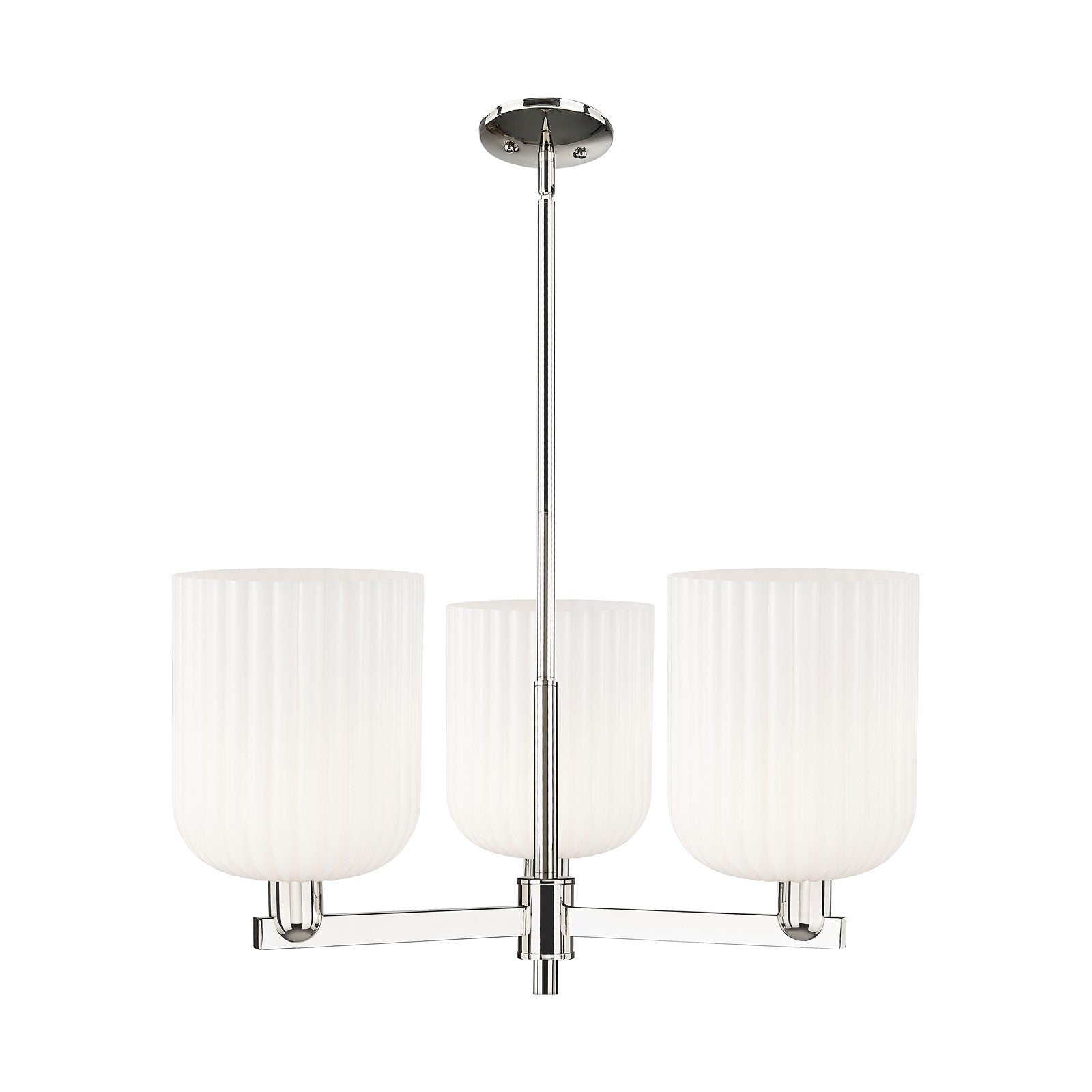 Innovations Bridal Veil 30in 3-Light Pendant | Industrial Polished Nickel and Gloss White Ribbed Glass | Kitchen Island & | Model 716-3CR-PN-G559-8GWH