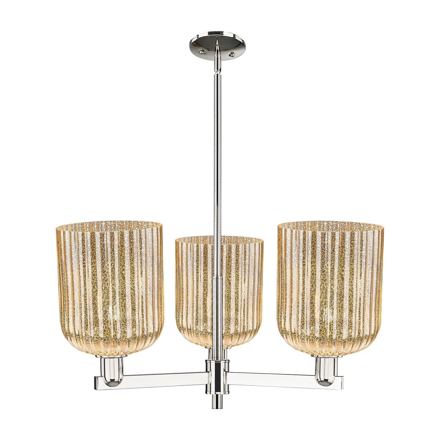 Innovations Bridal Veil 30in 3-Light Pendant | Industrial Polished Nickel and Mercury Ribbed Glass | Kitchen Island & Dining | Model 716-3CR-PN-G559-8ME