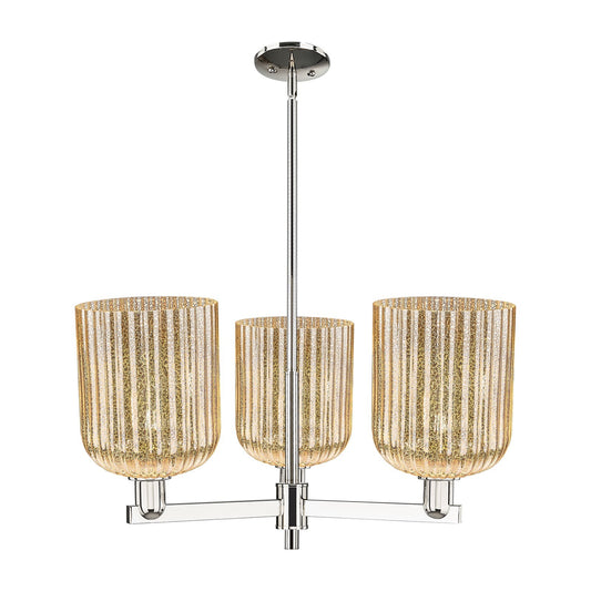 Innovations Bridal Veil 30in 3-Light Pendant | Industrial Polished Nickel and Mercury Ribbed Glass | Kitchen Island & Dining | Model 716-3CR-PN-G559-8ME