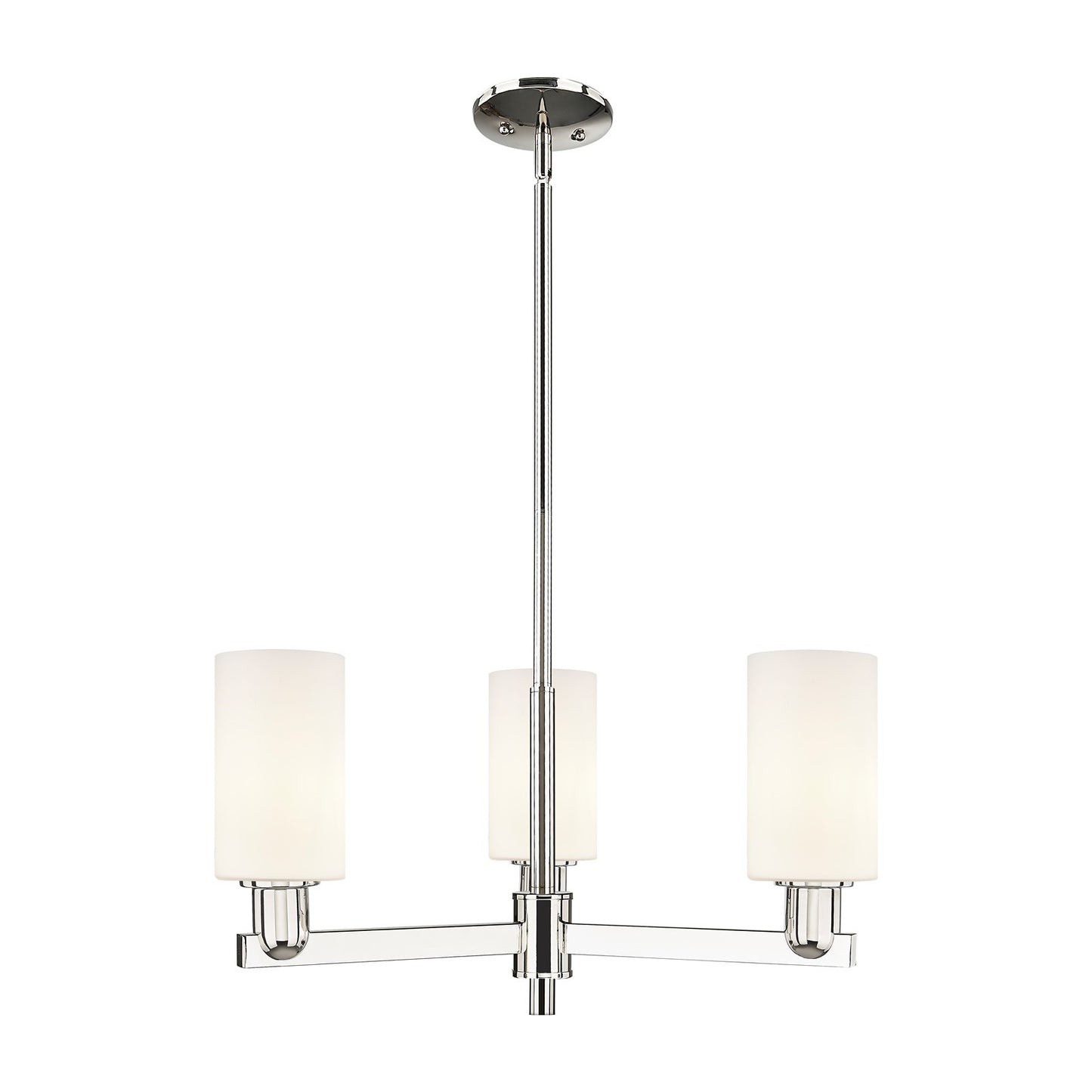 Innovations Clymer 26in 3-Light Pendant | Industrial Polished Nickel and Matte White Glass | Kitchen Island & Dining Room | 25.62 | Model 716-3CR-PN-G801