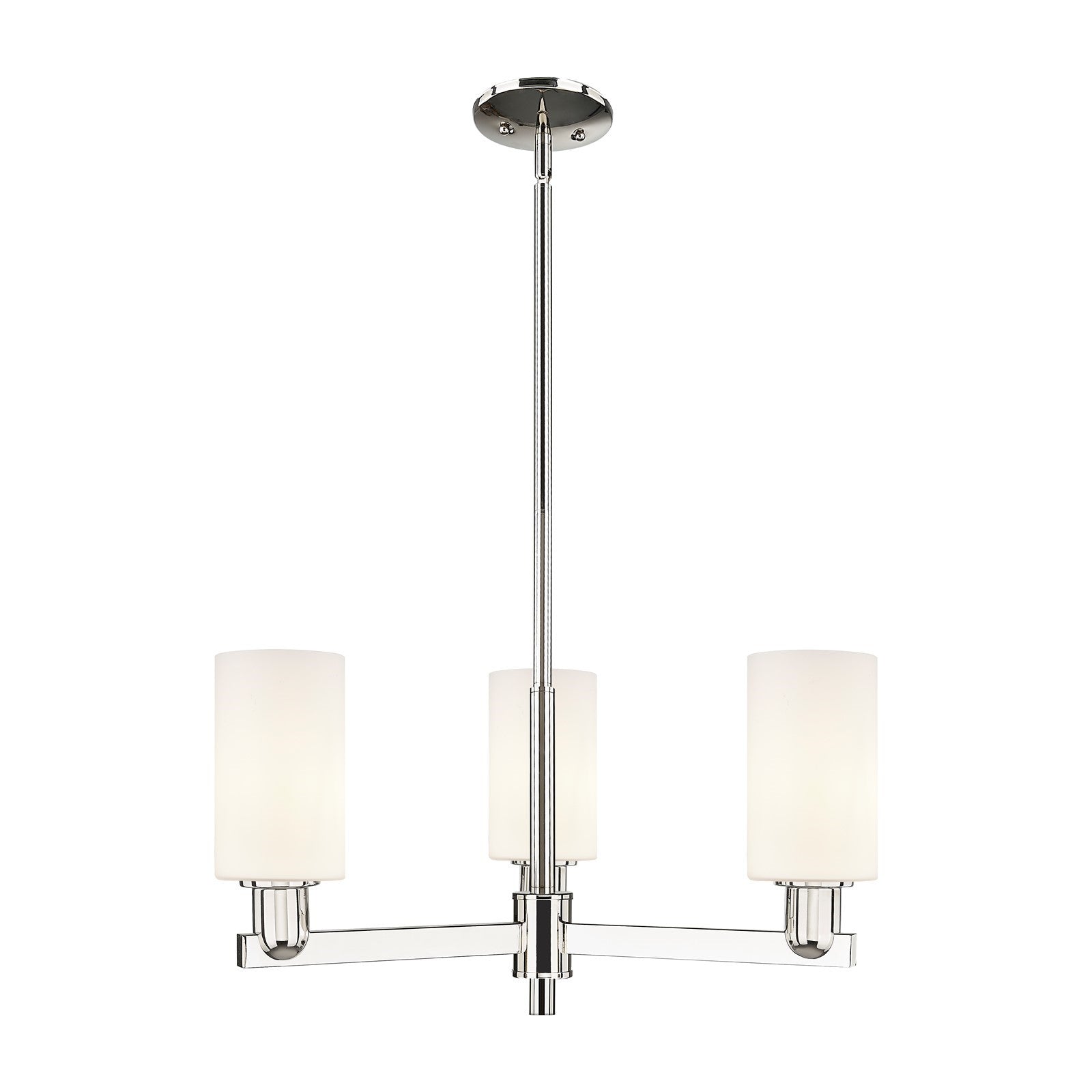 Innovations Clymer 26in 3-Light Pendant | Industrial Polished Nickel and Matte White Glass | Kitchen Island & Dining Room | 25.62 | Model 716-3CR-PN-G801