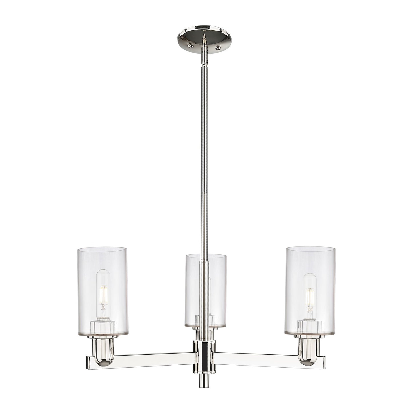 Innovations Clymer 26in 3-Light Pendant | Industrial Polished Nickel and Clear Glass | Kitchen Island & Dining Room | 25.62 x | Model 716-3CR-PN-G802