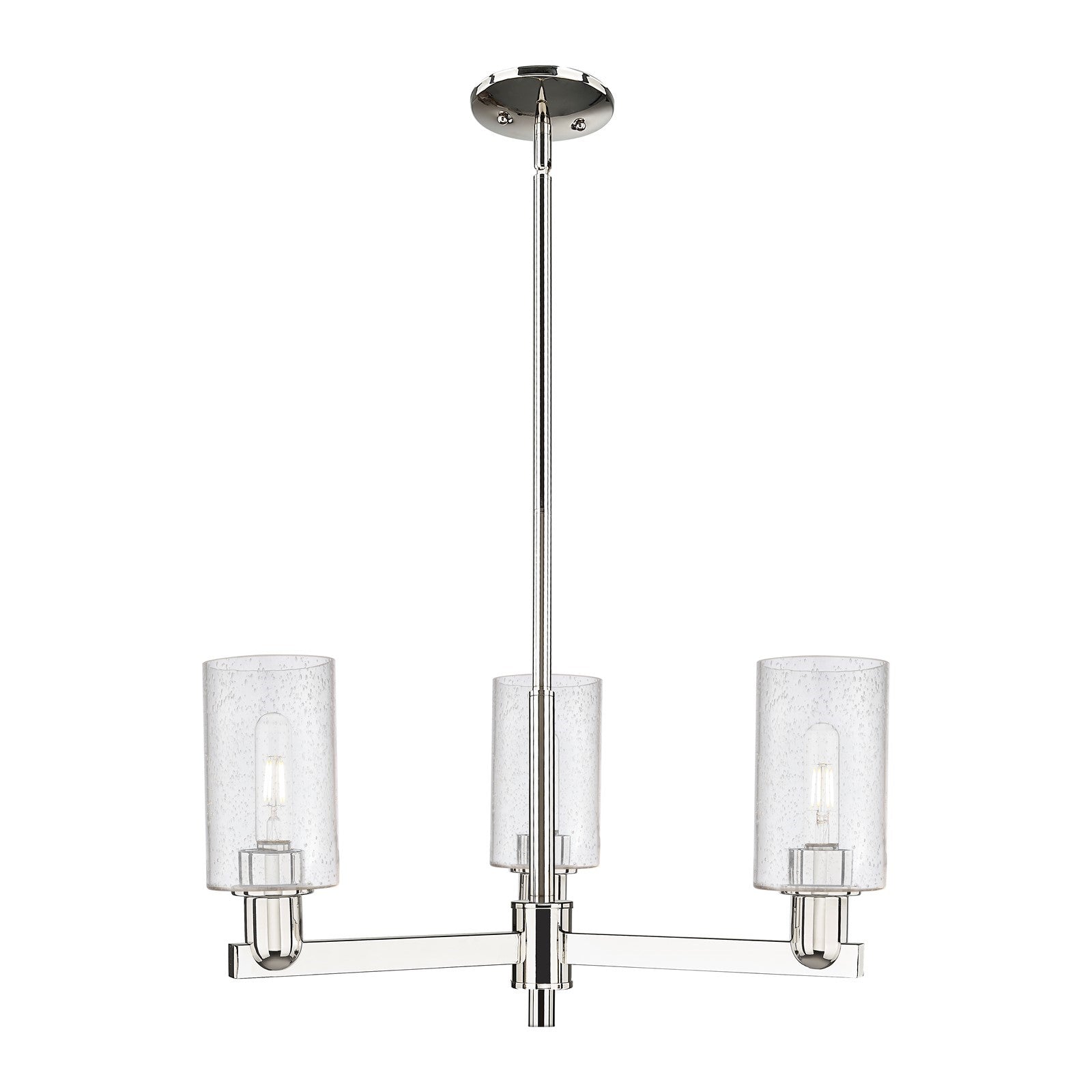 Innovations Clymer 26in 3-Light Pendant | Industrial Polished Nickel Steel and Seedy Glass | Kitchen Island & Dining Room | 25.62 | Model 716-3CR-PN-G804