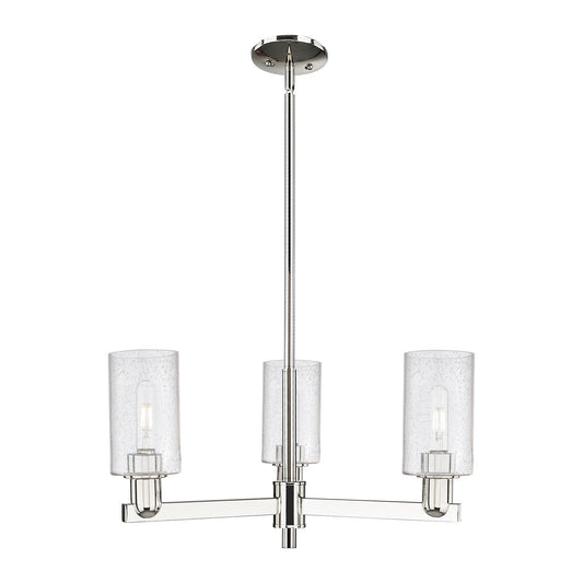 Innovations Clymer 26in 3-Light Pendant | Industrial Polished Nickel Steel and Seedy Glass | Kitchen Island & Dining Room | 25.62 | Model 716-3CR-PN-G804