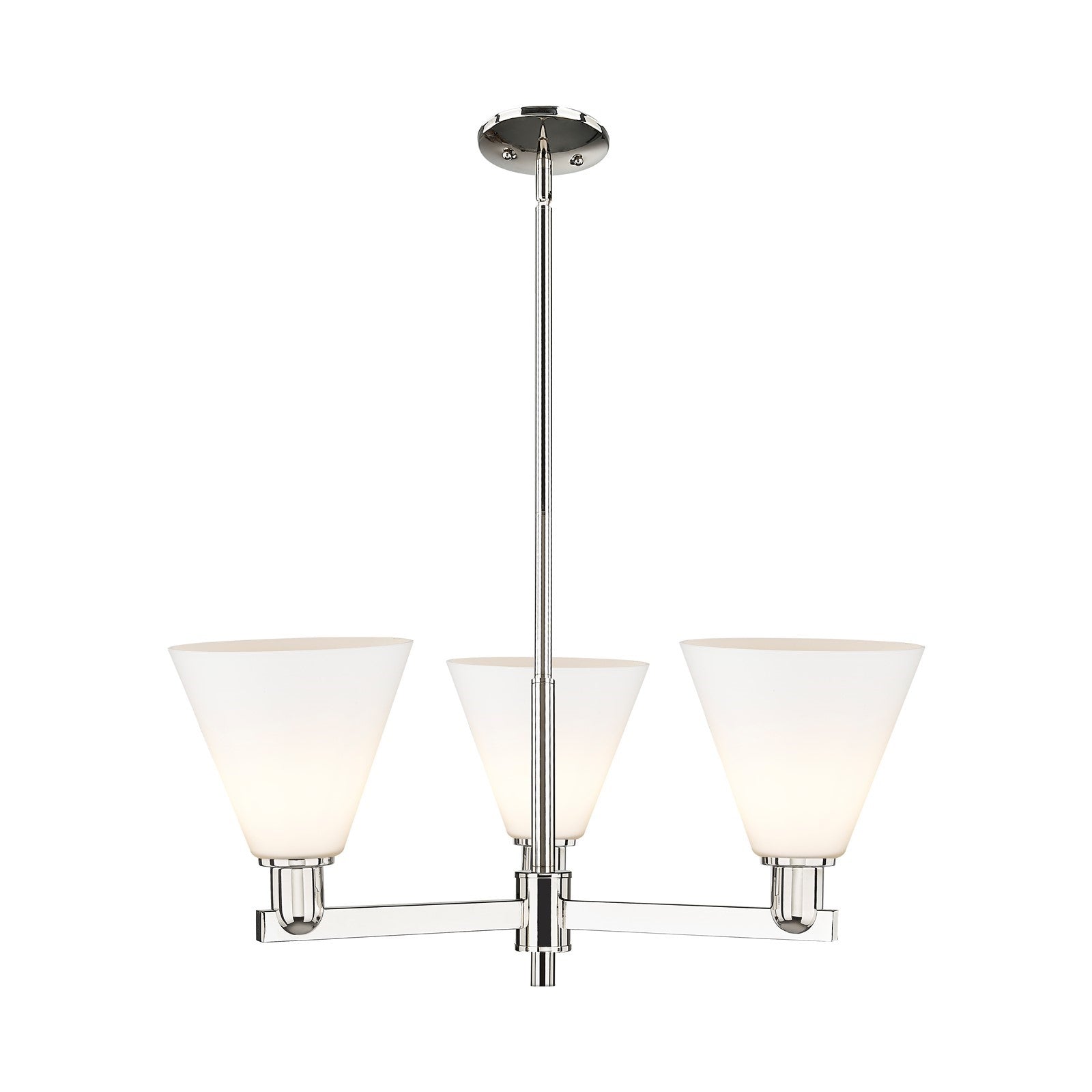 Innovations Berkshire Glass 30in 3-Light Pendant | Industrial Polished Nickel and Matte White Glass | Kitchen Island & Dining | Model 716-3CR-PN-GBC-81